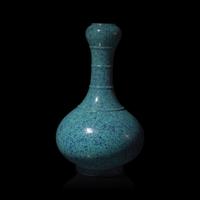 A Chinese Robin's Egg Glazed Garlic-Mouth Vase — 爐鈞釉蒜頭瓶