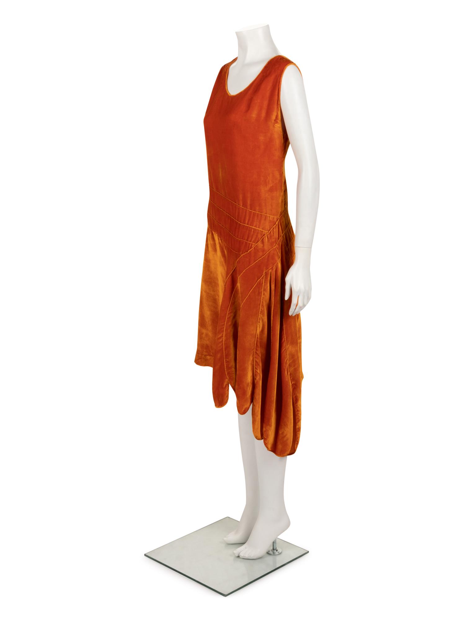 Two Velvet Pieces: One Coat Trimmed in Fur, One Velvet Dress, 1920s