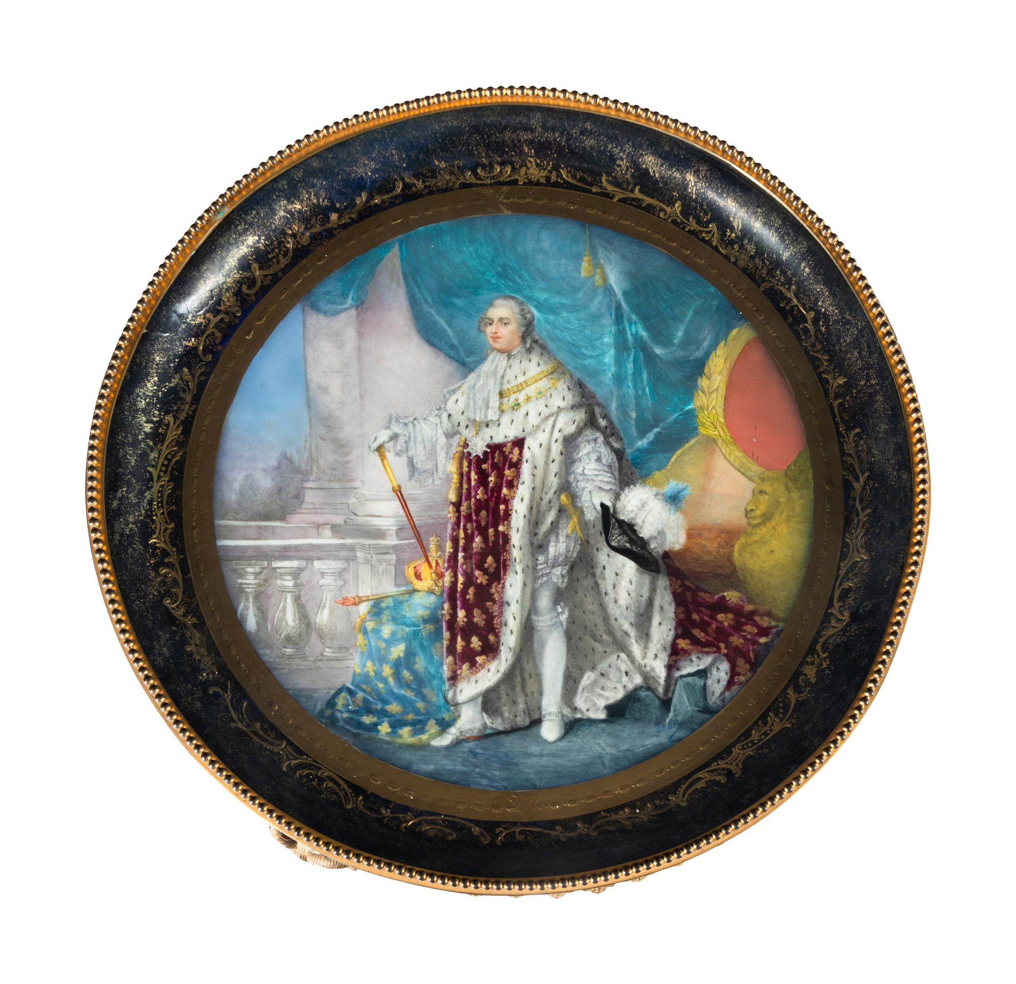 A French Gilt Bronze and Sèvres Style Porcelain-Inset Side Table