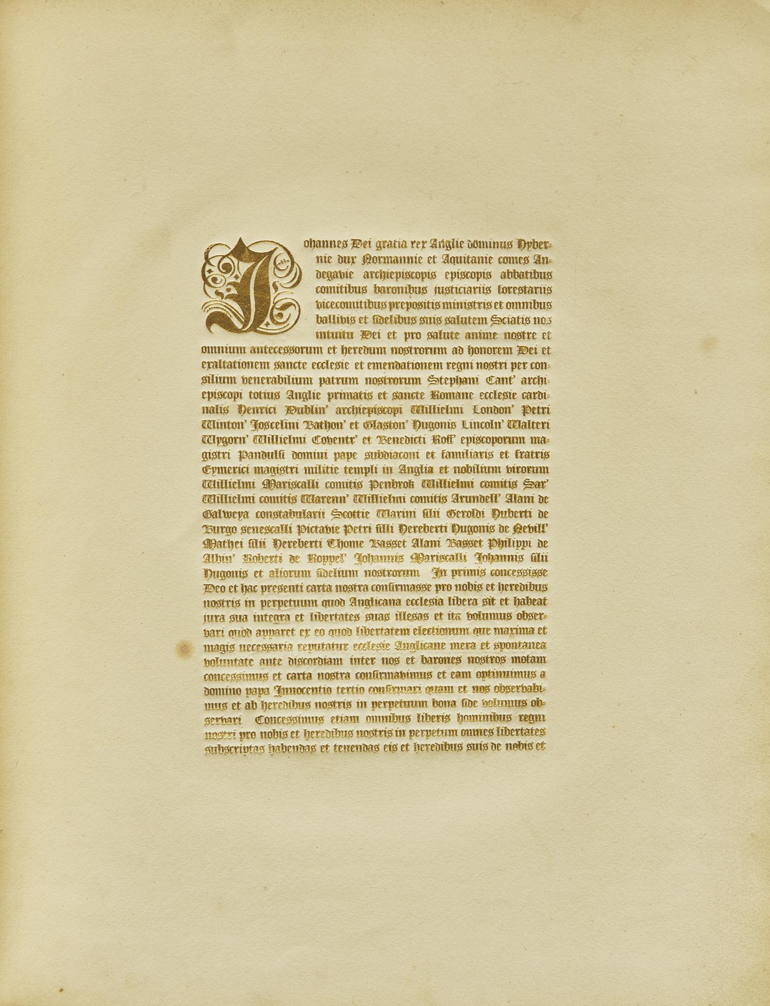 Magna Carta Regis Johannis XV. Die Junii Anno Regni XVII. A.D. MCCXV