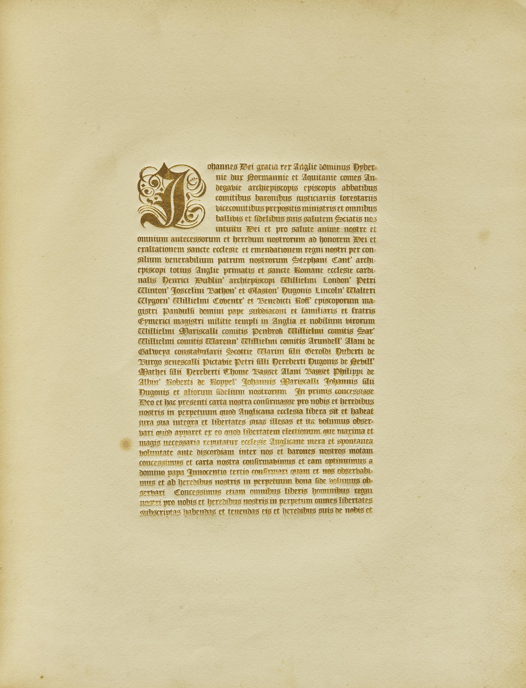 Magna Carta Regis Johannis XV. Die Junii Anno Regni XVII. A.D. MCCXV