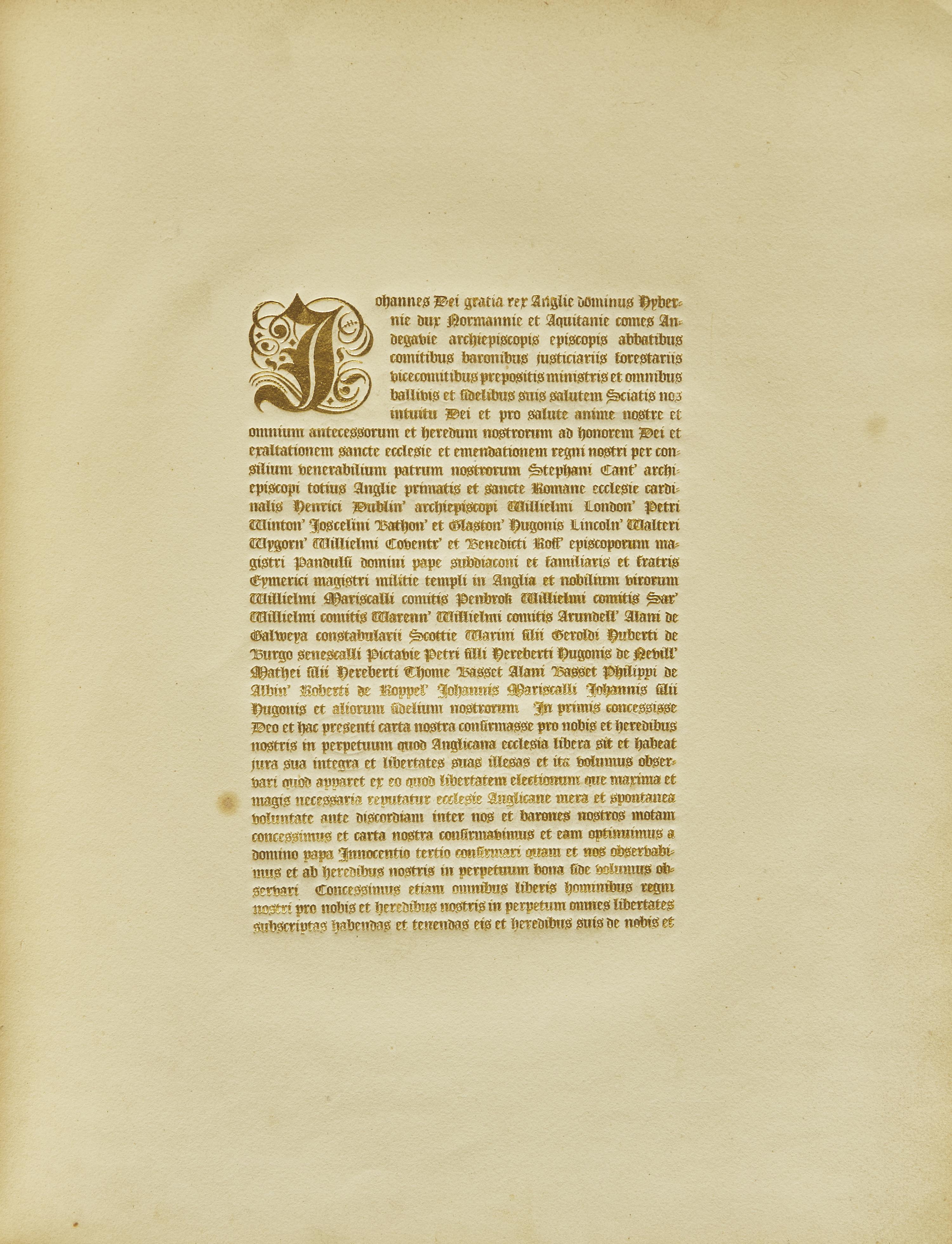 Magna Carta Regis Johannis XV. Die Junii Anno Regni XVII. A.D. MCCXV
