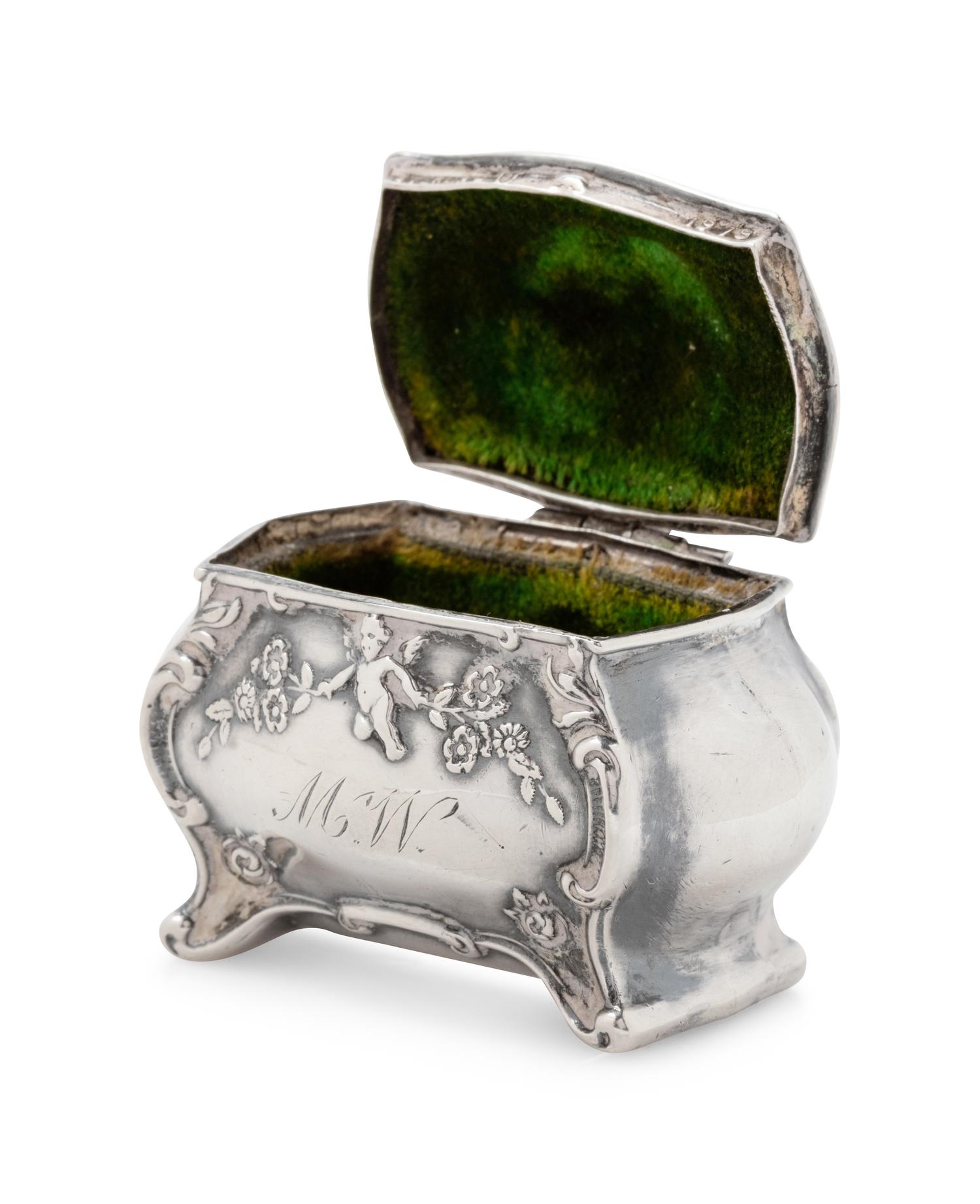 An American Silver Thimble and Thimble Case