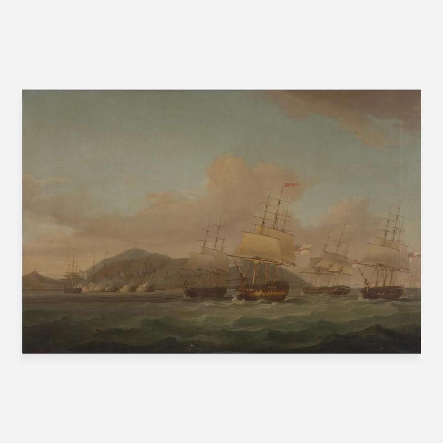 Thomas Whitcombe (British, 1763–1824) Capture of St. Paul, Isle of Reunion or Bourbon by a Naval squadron under Commodore Joshua Rowley and the Essex Regiment under Lt. Col Henry S. Keating, 21st September 1809