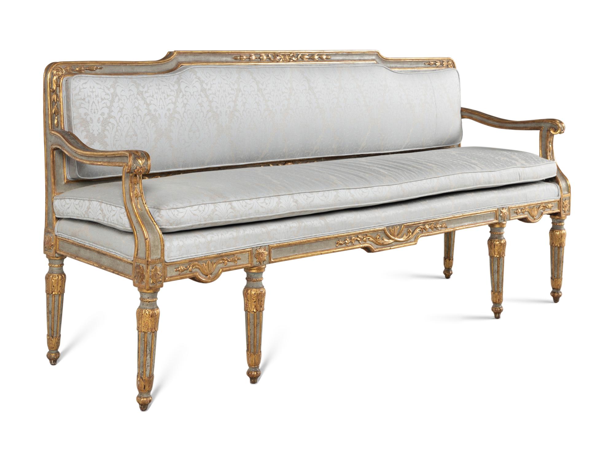 A Venetian Painted and Parcel-Gilt Canape
