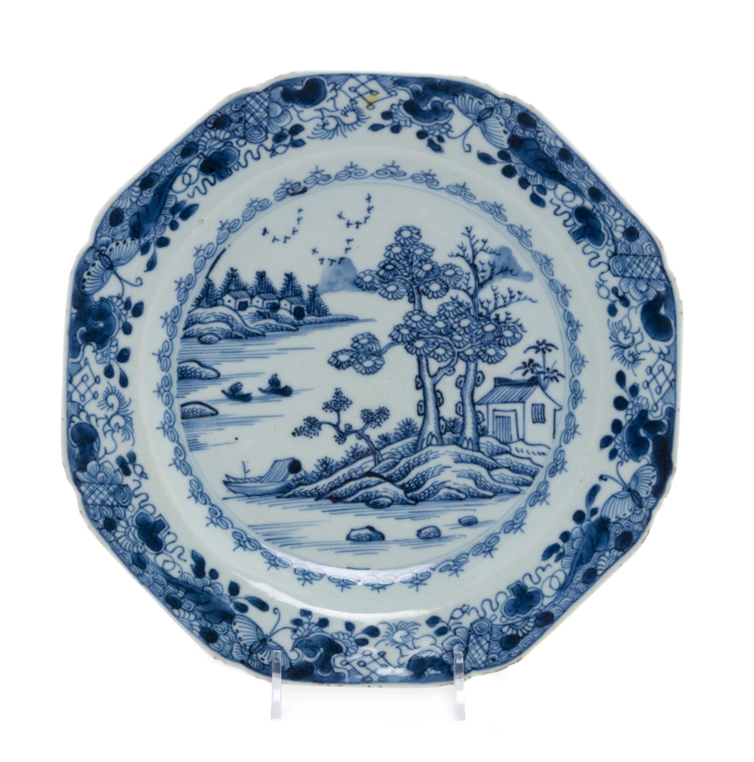 A Chinese Export Blue and White Porcelain Plate Diameter 8 3/4 inches.