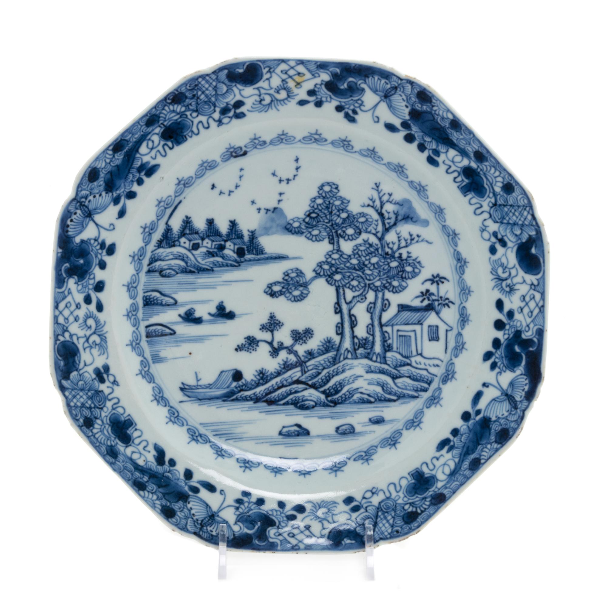 A Chinese Export Blue and White Porcelain Plate Diameter 8 3/4 inches.