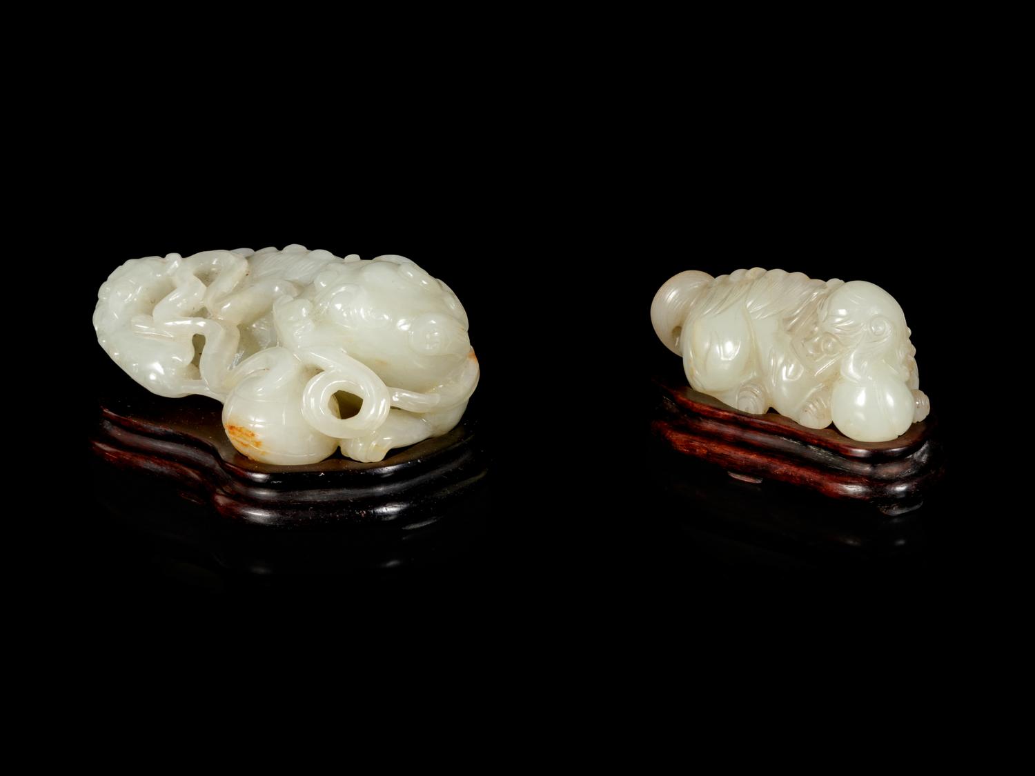 Two Chinese Jade Figure of Fu Lions
