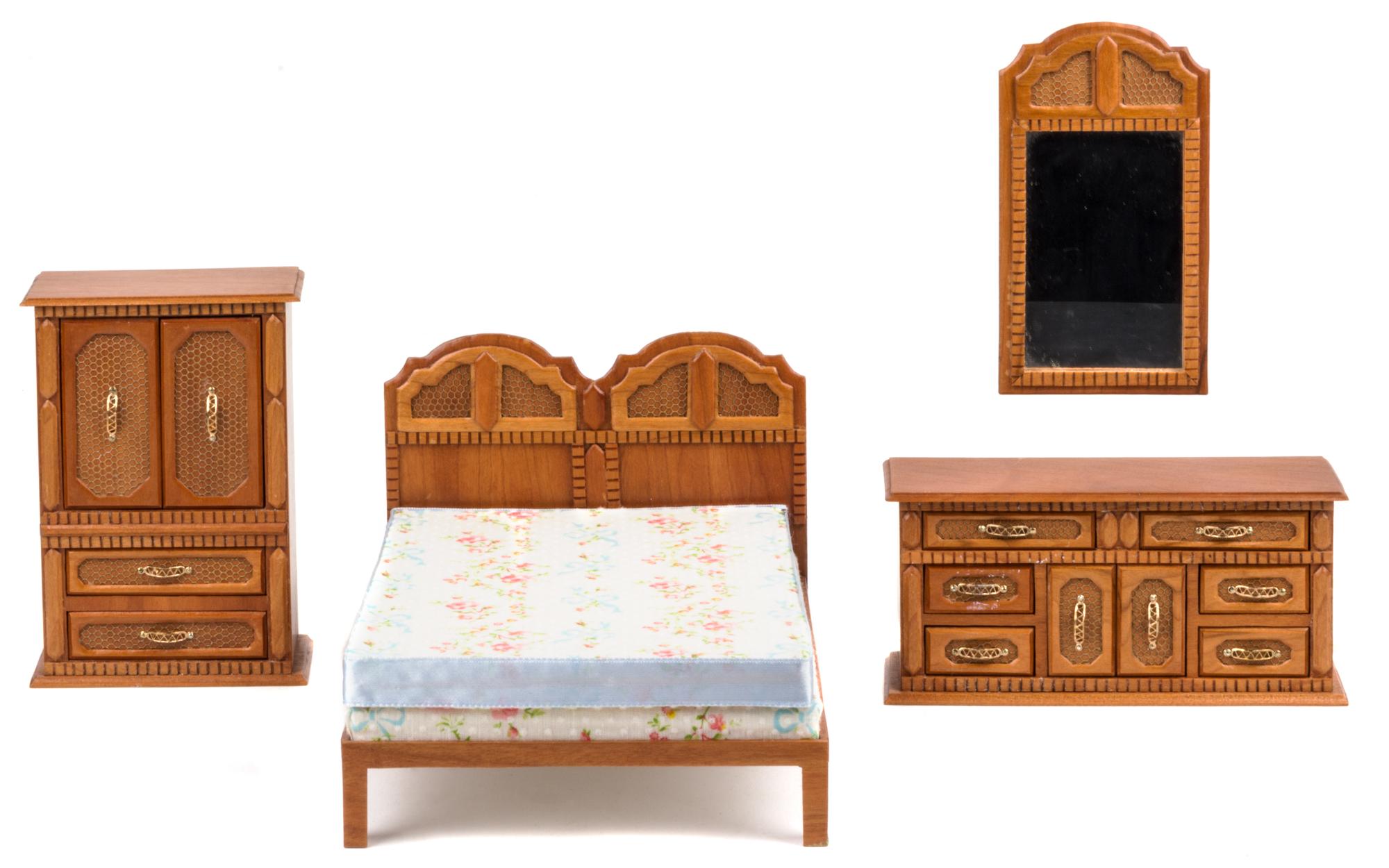 A Brass Mounted Cherry Bedroom Suite Length of bed 6 5/8 inches. — Earl Vaughn