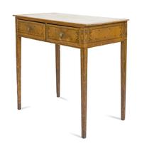 An English Pine Paint-Decorated Two-Drawer Stand