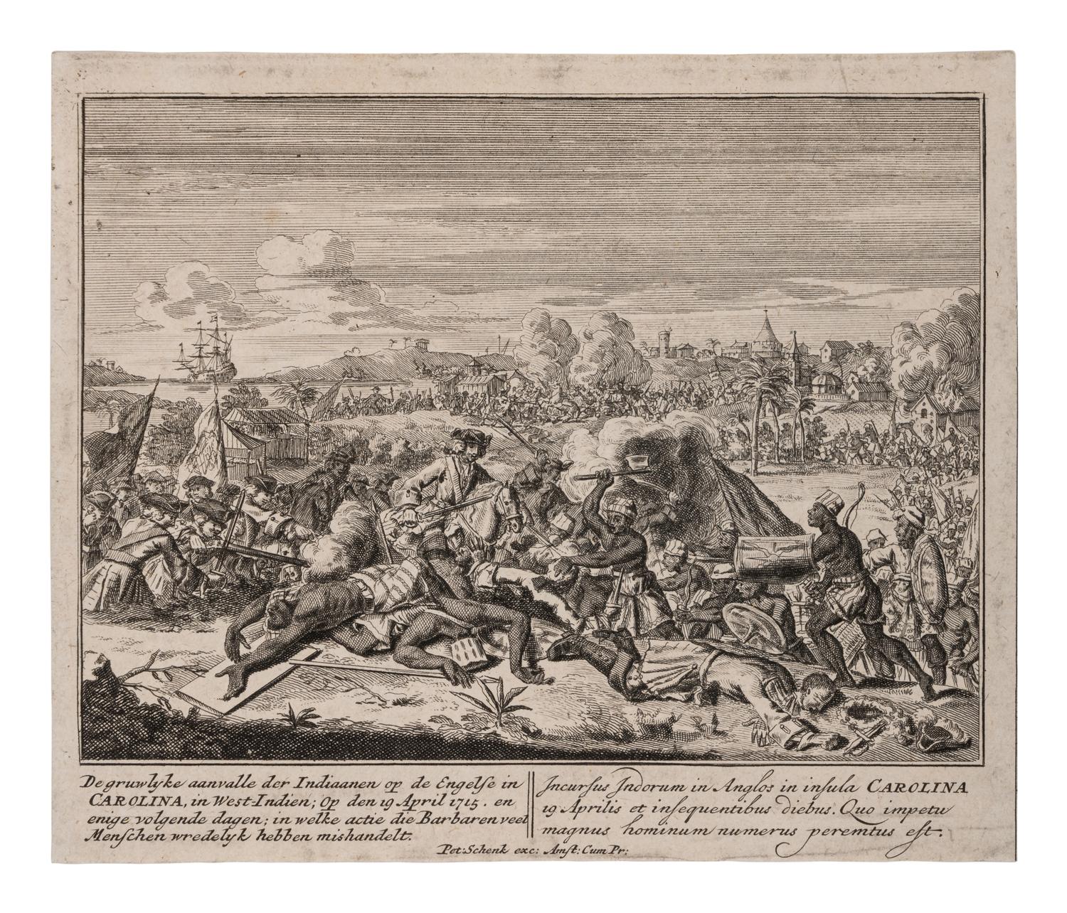 [EARLY AMERICA]. A group of 4 engraved prints depicting early views of the Americas, comprising: