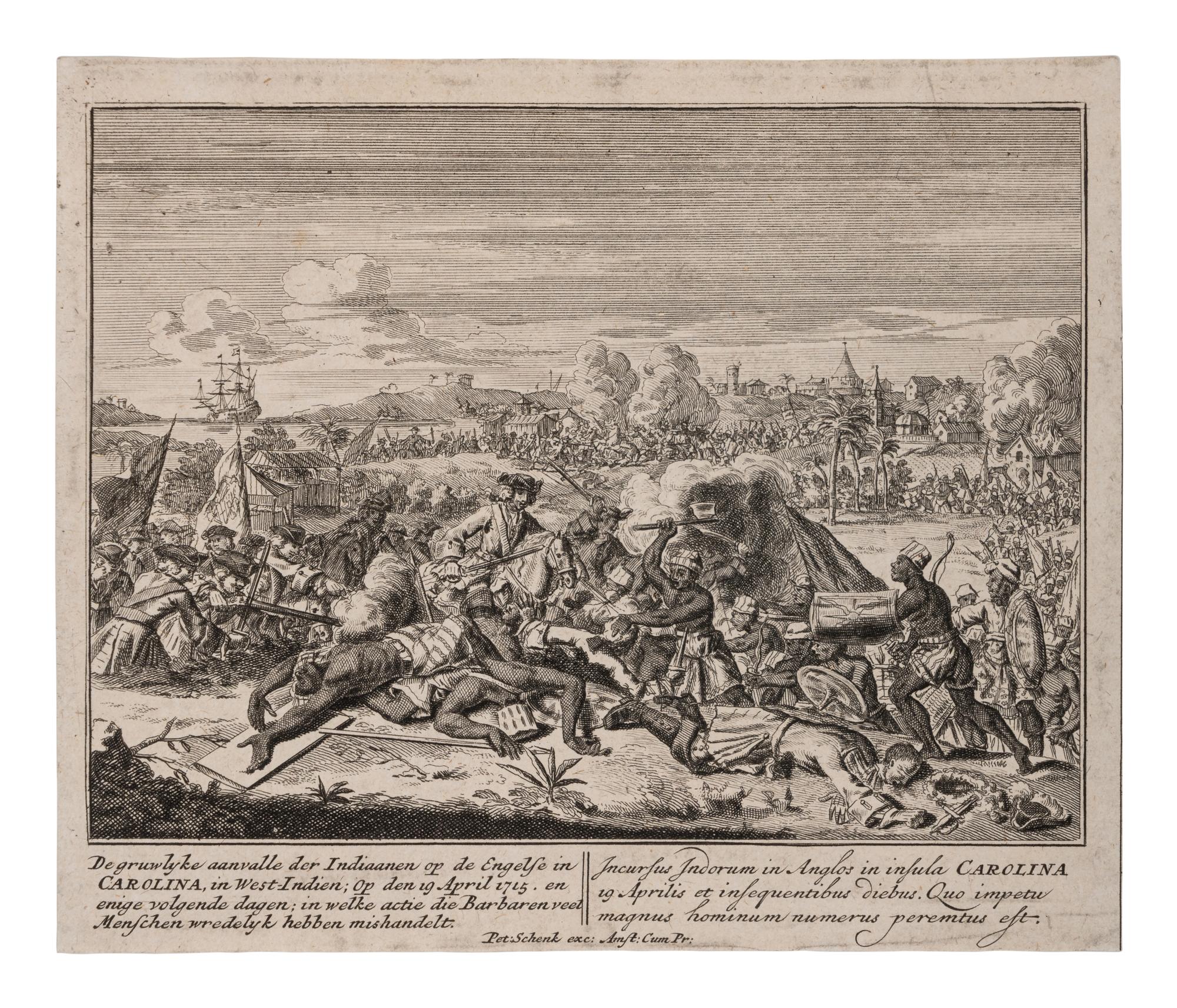 [EARLY AMERICA]. A group of 4 engraved prints depicting early views of the Americas, comprising: