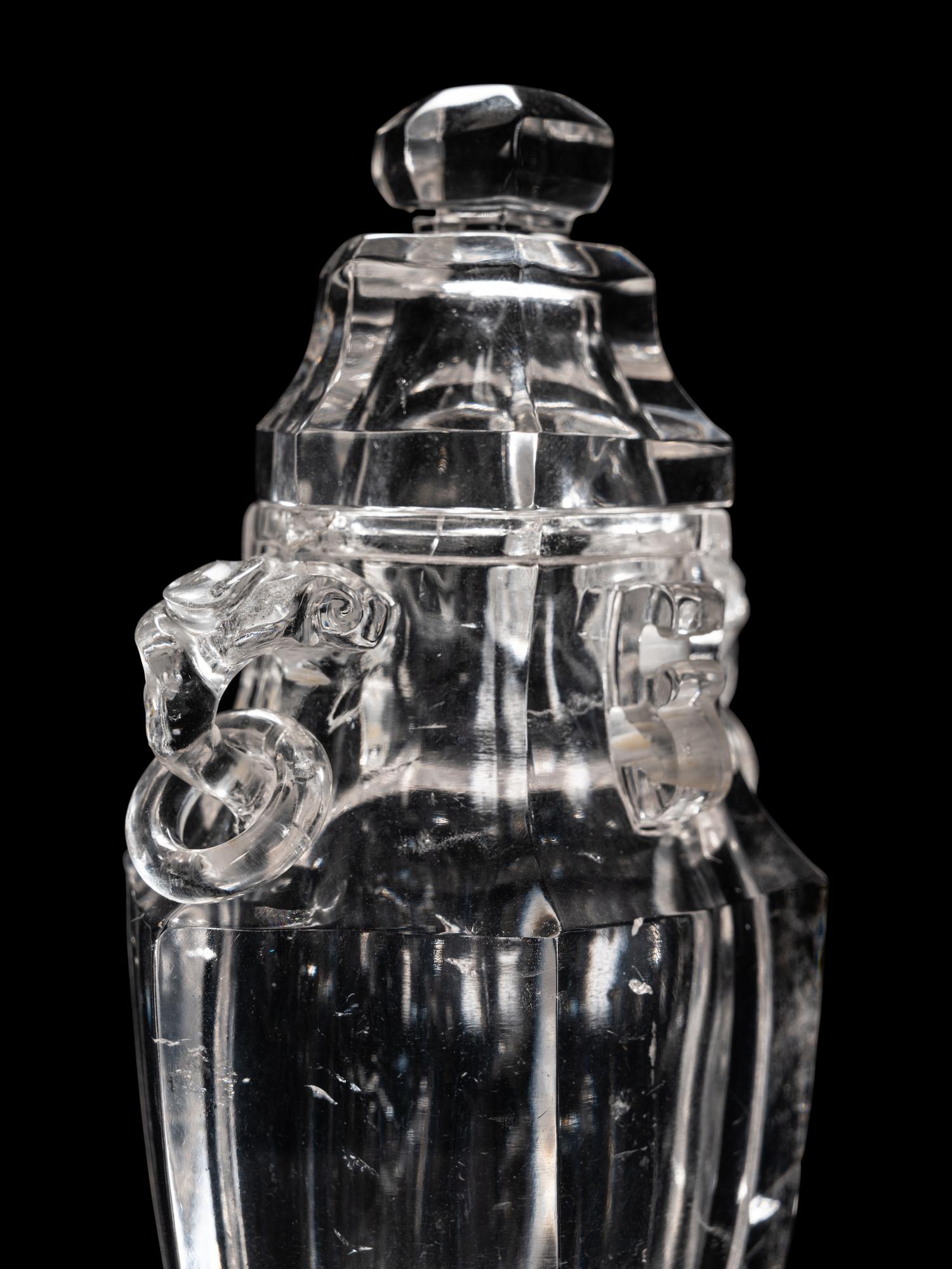 A Rock Crystal Hexagonal Vase and Cover