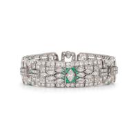 ART DECO, DIAMOND AND CHRYSOPRASE BRACELET