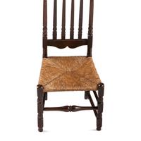 A William and Mary Turned and Carved Maple Bannister Back Rush-Seat Side Chair