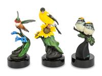 A Group of Six Bronze Bird Sculptures