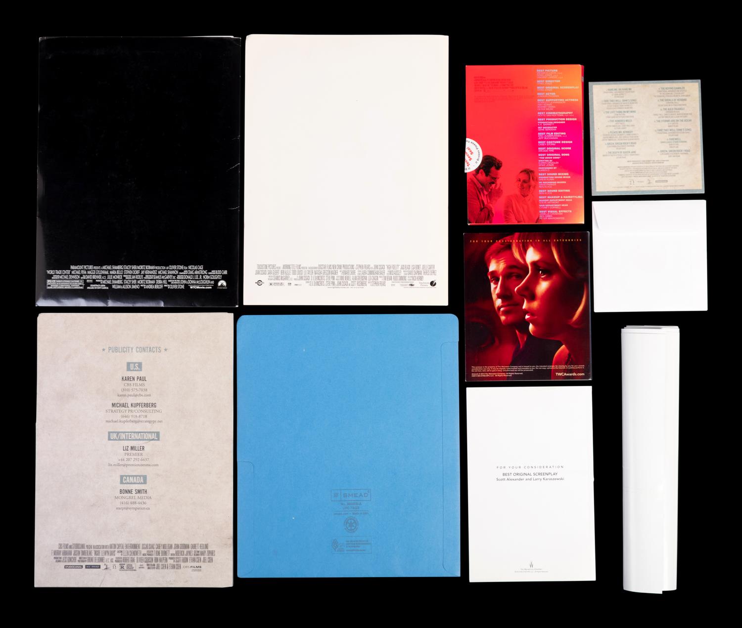 (Film Memorabilia) A group of memorabilia from 6 films, comprising: