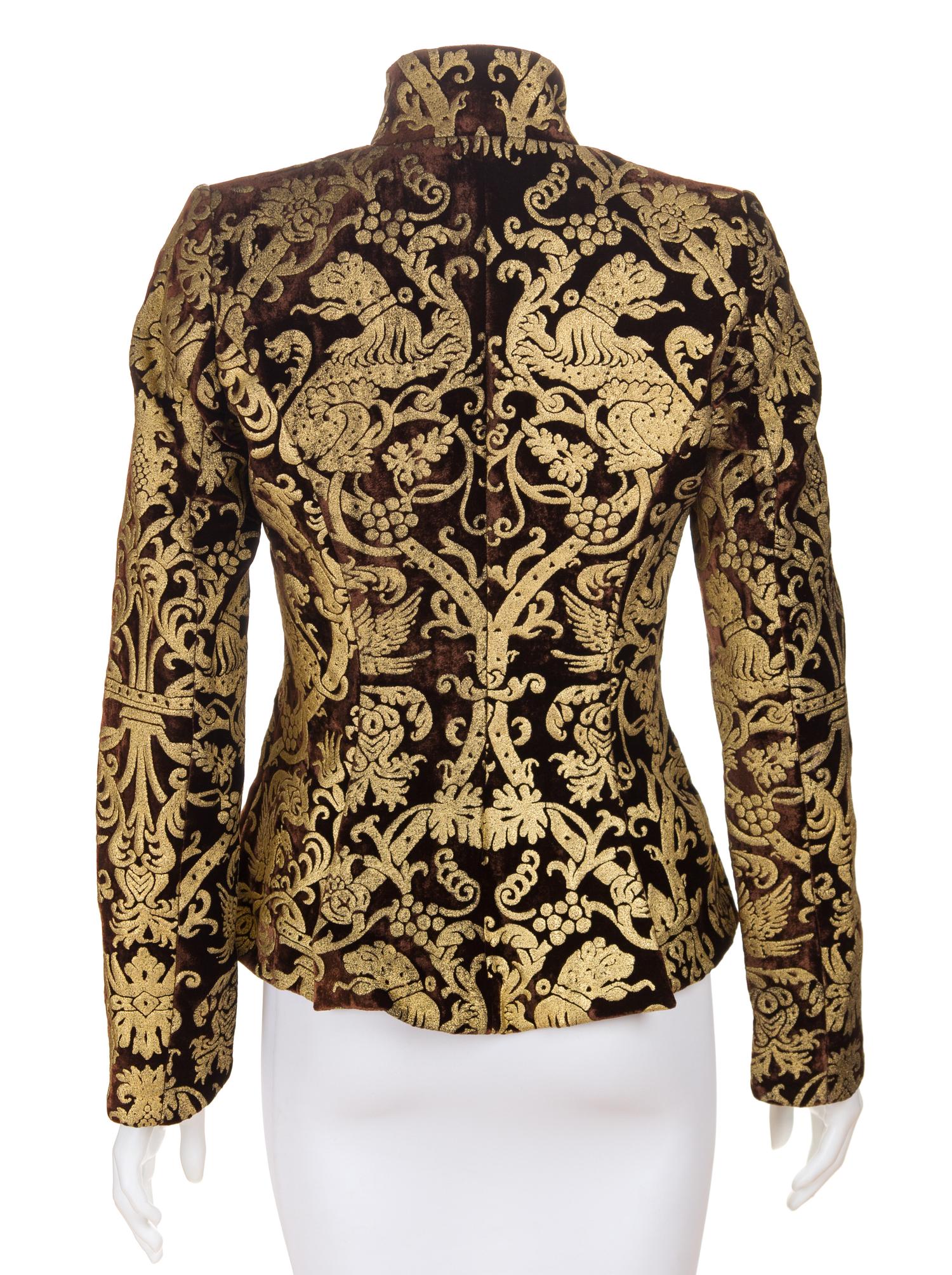 A Roberto Cavalli Brown Velvet and Gold Brocade Jacket, Size 38.
