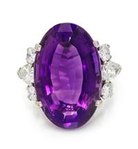 A White Gold, Amethyst and Diamond Ring, 8.80 dwts.