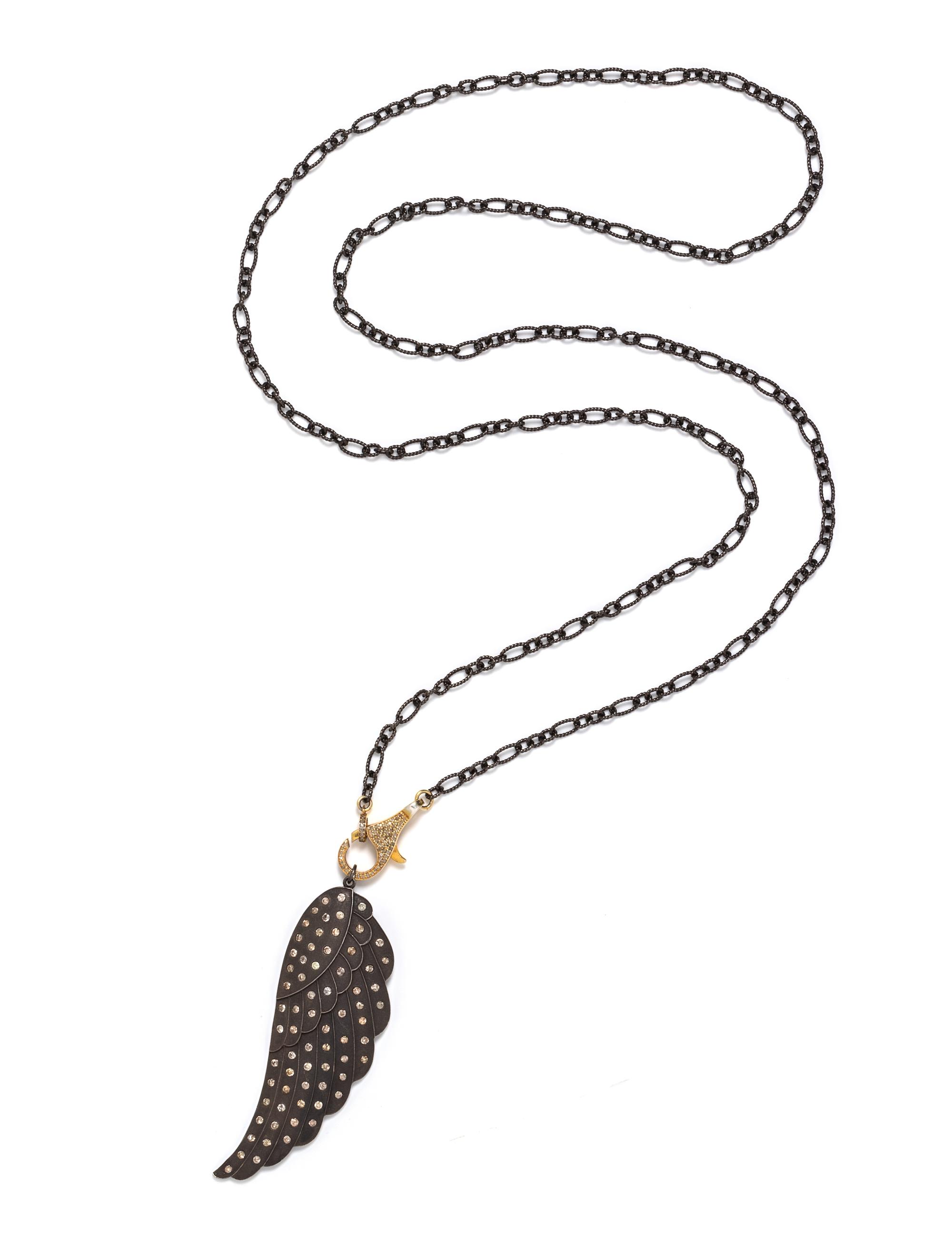 OXIDIZED SILVER, GOLD-FILLED AND DIAMOND PENDANT/NECKLACE