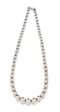 A Sterling Silver Graduated Ball Bead Necklace, Tiffany & Co., 19.30 dwts.
