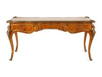 A Louis XV Style Gilt Bronze Mounted Tulipwood Bureau Plat