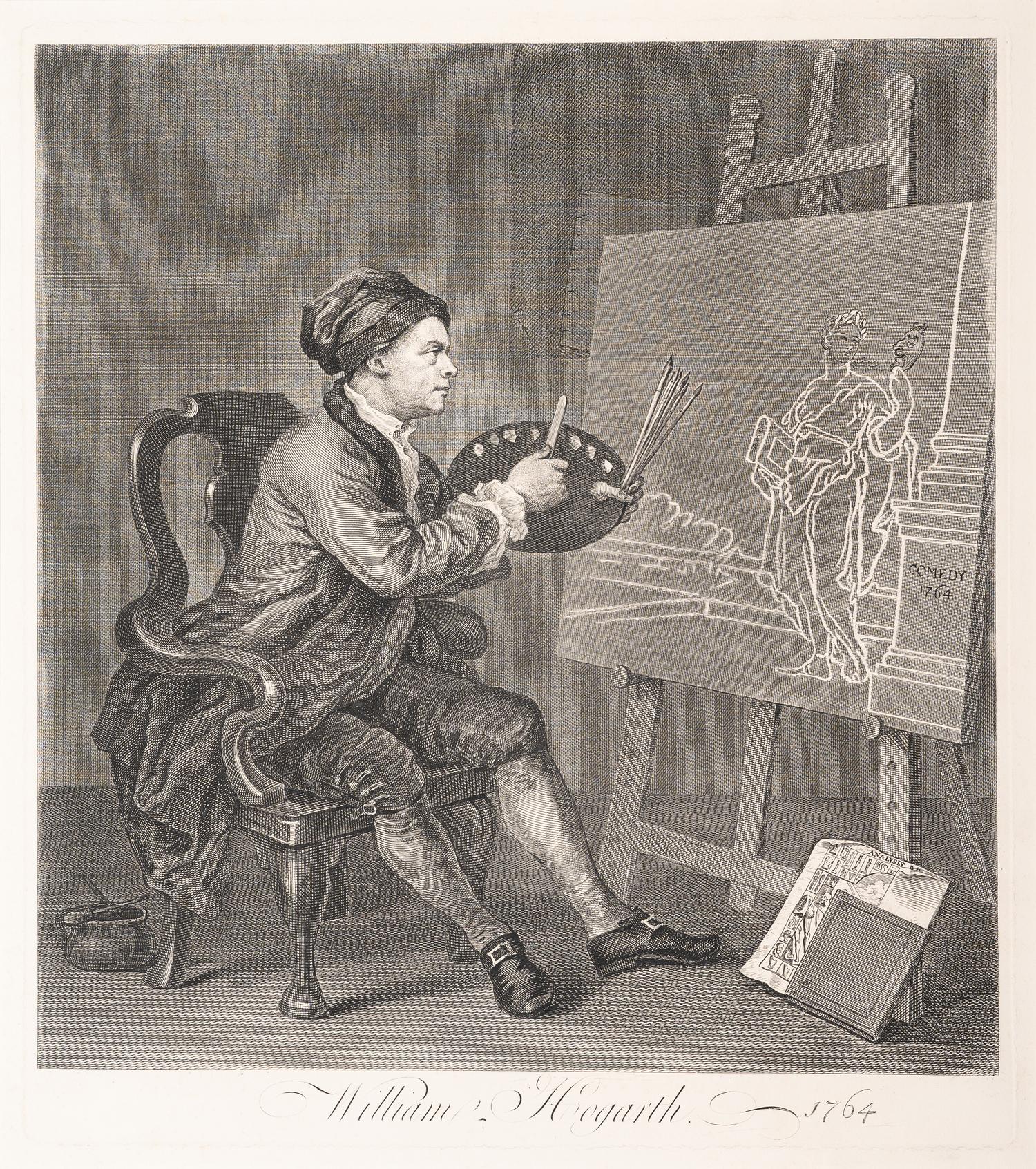 A pair of prints ( At the Easel ; The Invasion , Plate II, England)