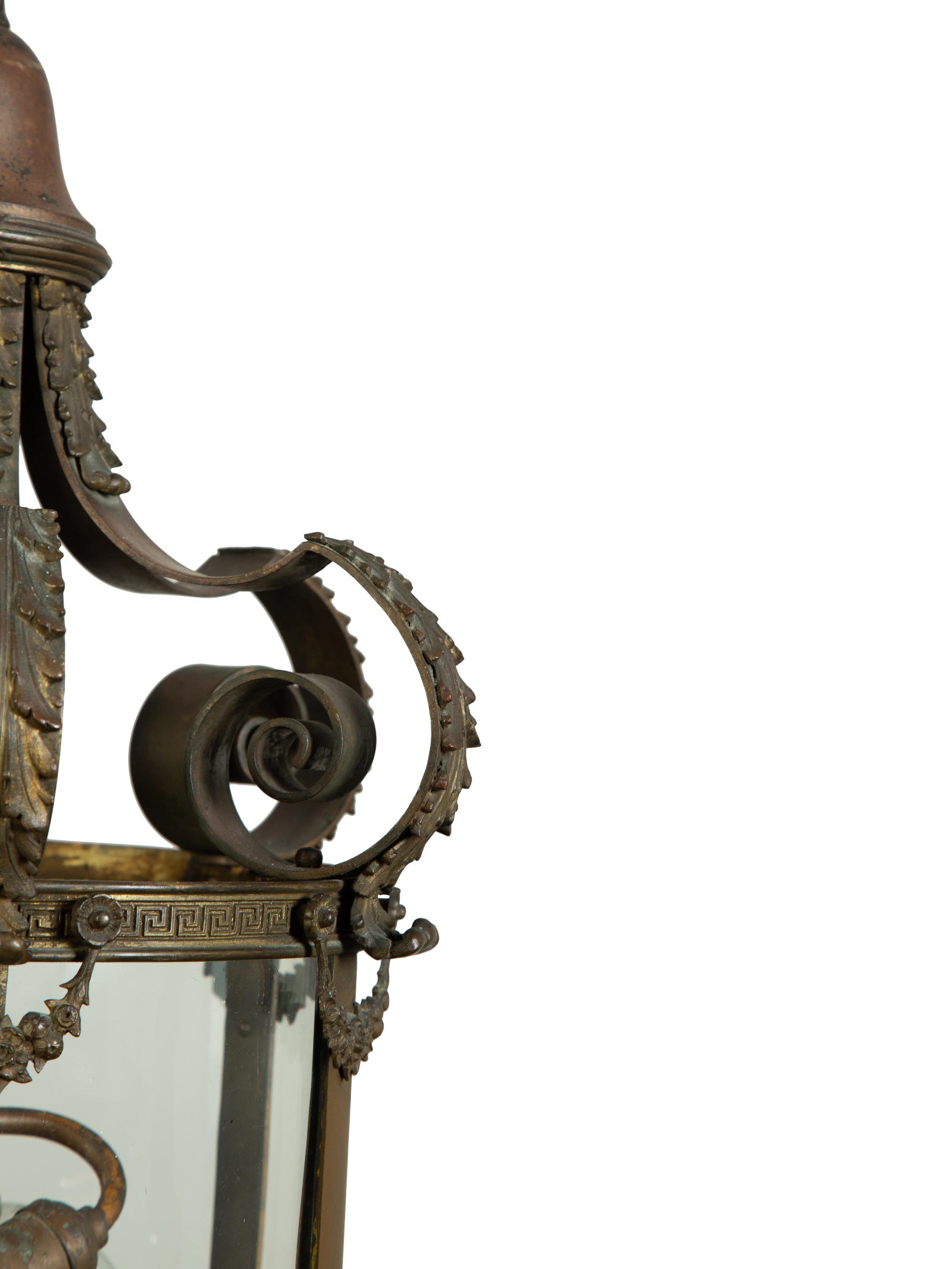 A Pair of Continental Bronze Hall Lanterns