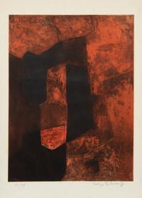 Composition brune et rouge