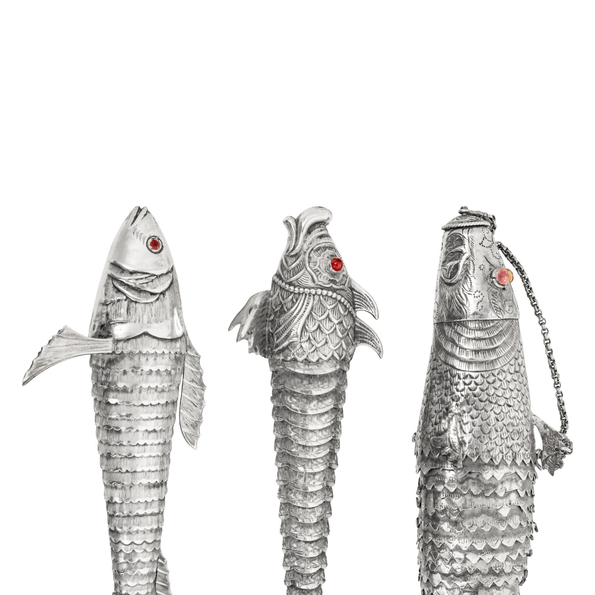 Six Silver Articulated Fish