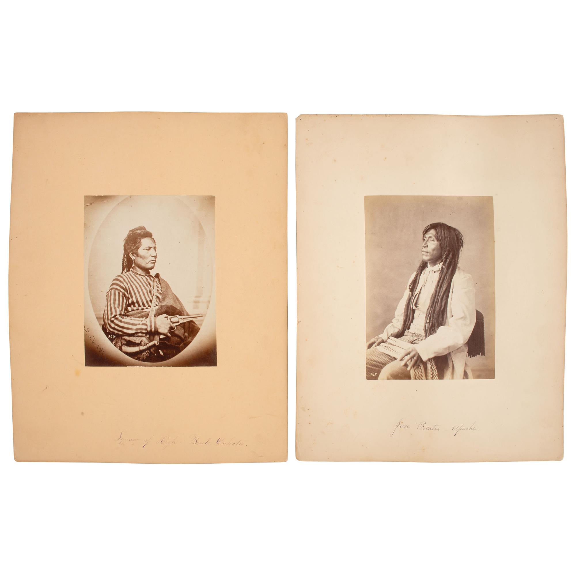 Antonio Zeno Shindler AND William Henry Jackson (Bulgarian, 1823-1899 / American, 1843-1942) — Portraits of Native American Subjects 1868, 1869