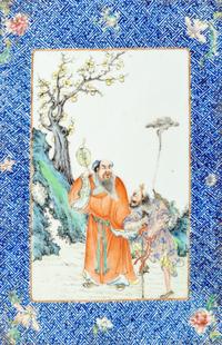 A Pair of Chinese Famille Rose Porcelain Plaque Inset Hanging Screens