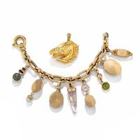 YELLOW GOLD AND MULTIGEM CHARM BRACELET
