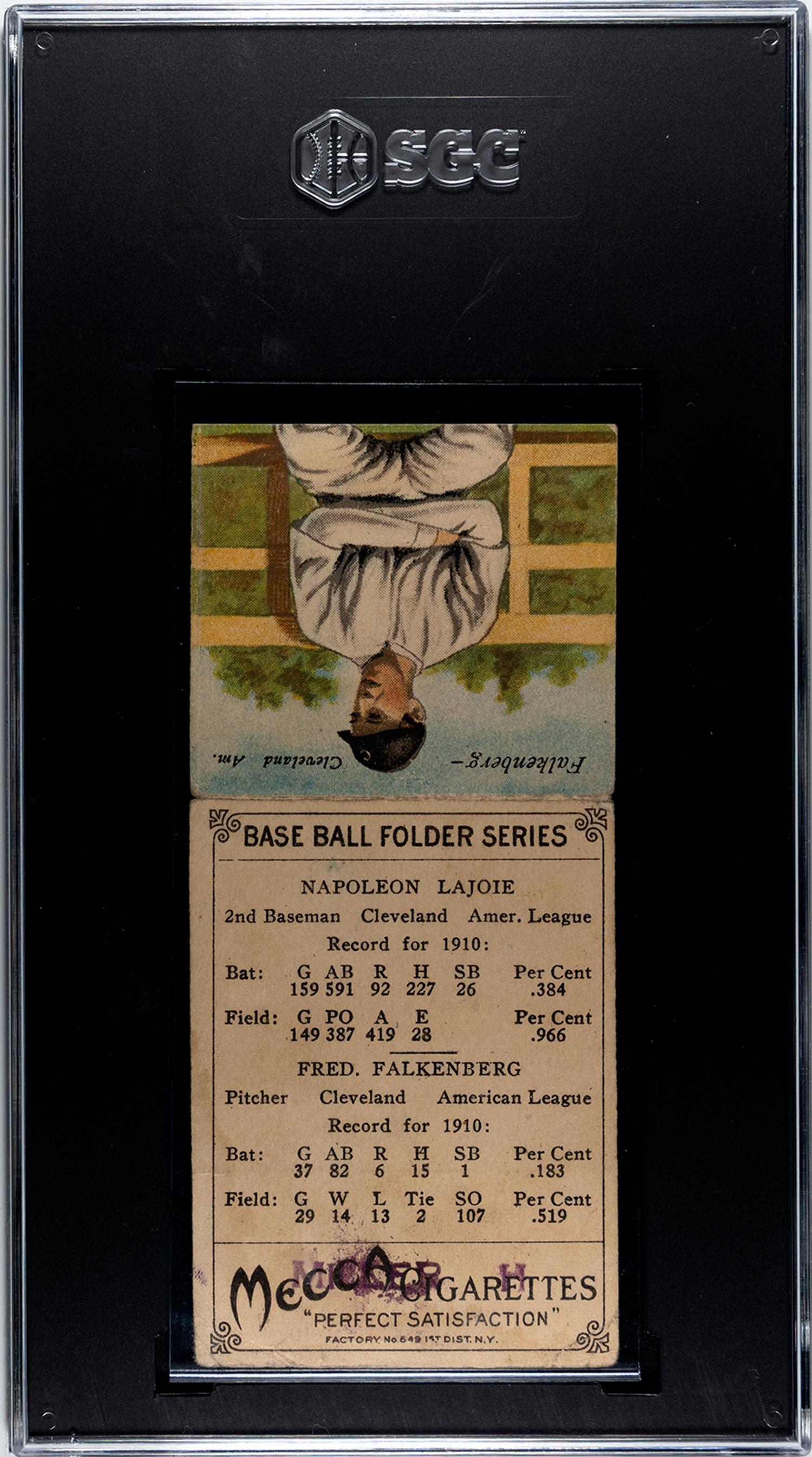 A 1911 Mecca Cigarettes T201 Napoleon Lajoie Double Folder Baseball Card (SGC 1)