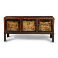 A Chinese Painted Cabinet on Stand