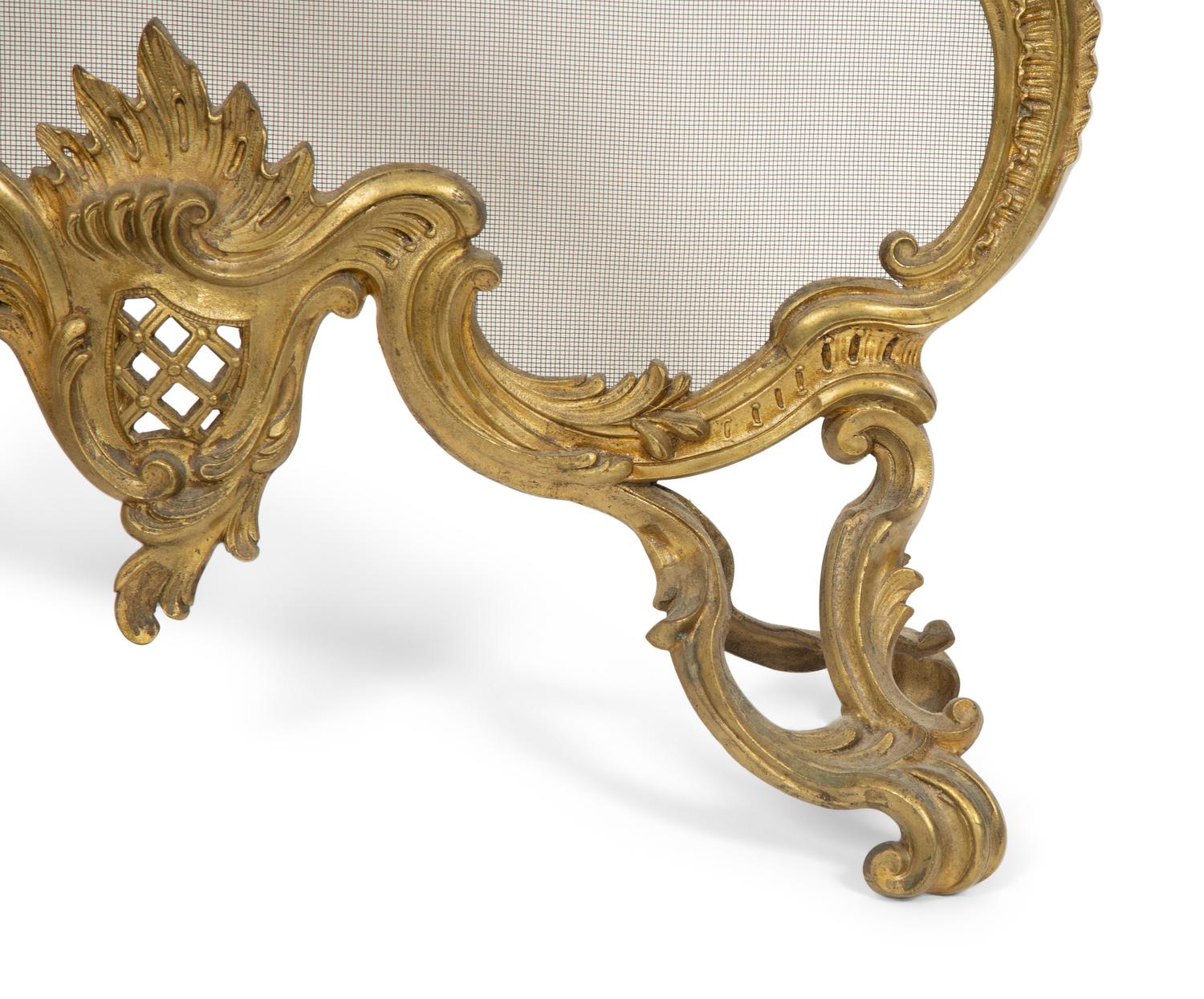 A Louis XV Style Gilt Bronze Fire Screen
