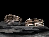 Navajo or Zuni Silver and Turquoise Cluster Cuff Bracelets