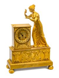 A French Empire Style Gilt Bronze Mantel Clock Height 15 1/2 inches. — JAPY FRERES