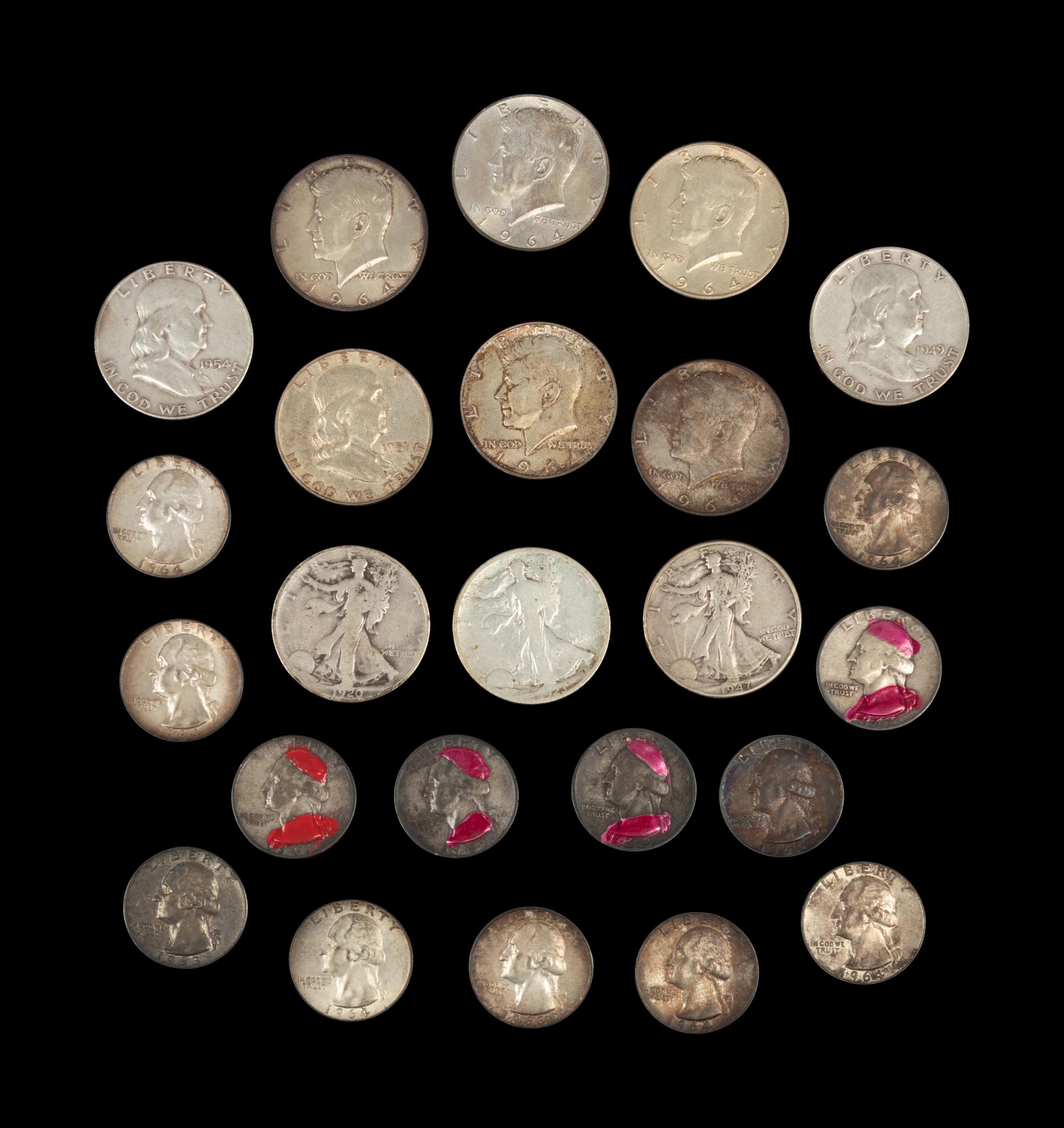 Seventeen United States Pre-1965 50c Coins