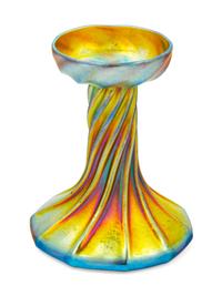A Tiffany Favrile Glass Candlestick