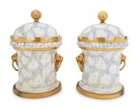 A Pair of English Parcel Gilt Porcelain Fruit Coolers