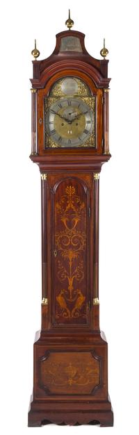 A George III Mahogany and Marquetry Tall Case Clock Height 97 7/8 inches. — NATHANIEL HEDGE, COLCHESTER, 18TH CENTURY