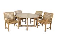A Contemporary Teak Outdoor Dining Table and Four Chairs