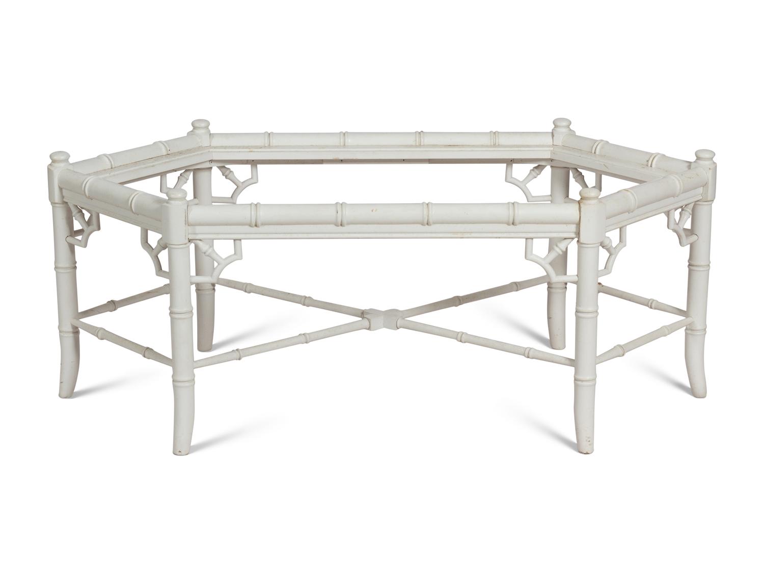 A White-Painted Faux Bamboo Cocktail Table