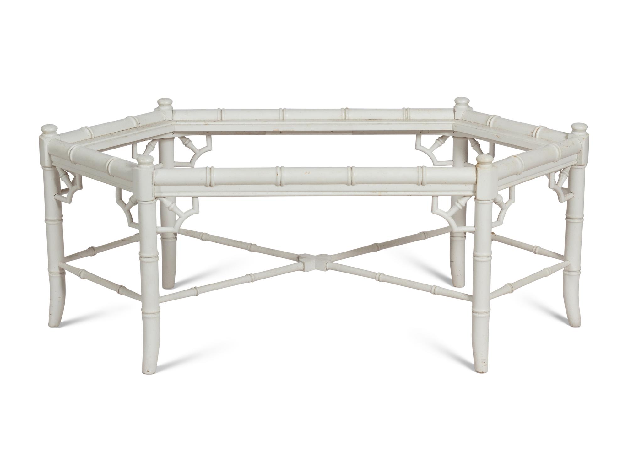 A White-Painted Faux Bamboo Cocktail Table