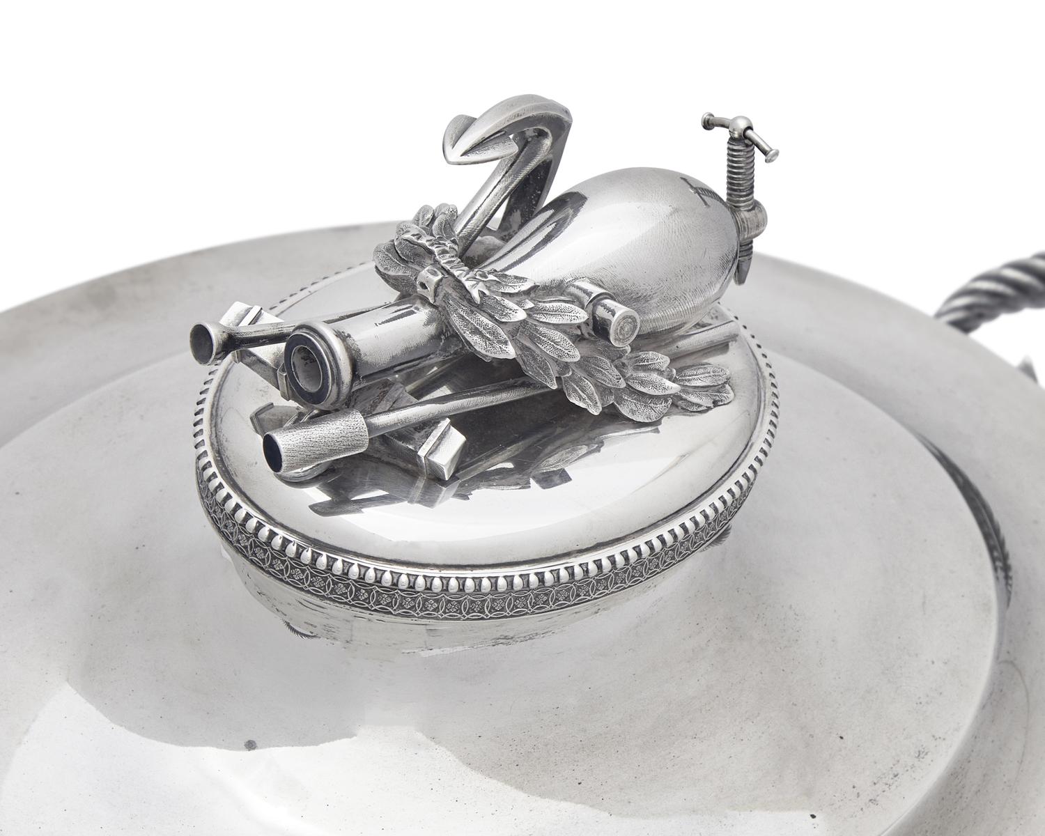 An Impressive Sterling Silver Presentation Tureen and Undertray Made for Admiral Francis H. Gregory (1789-1866)