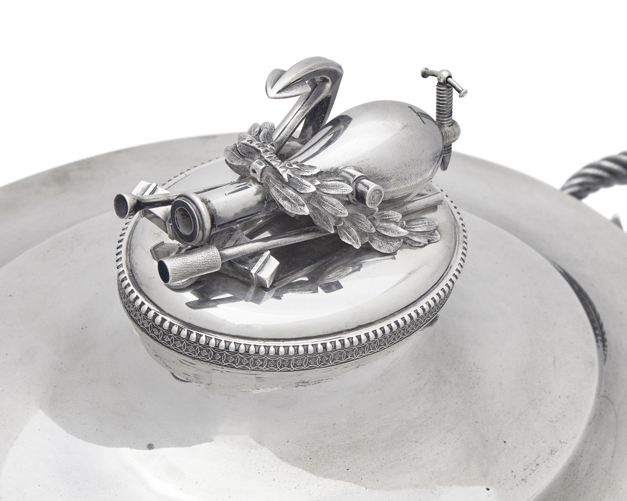 An Impressive Sterling Silver Presentation Tureen and Undertray Made for Admiral Francis H. Gregory (1789-1866)