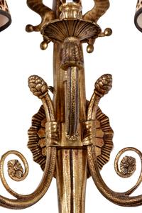 A Pair of Gilt Bronze Three-Light Sconces