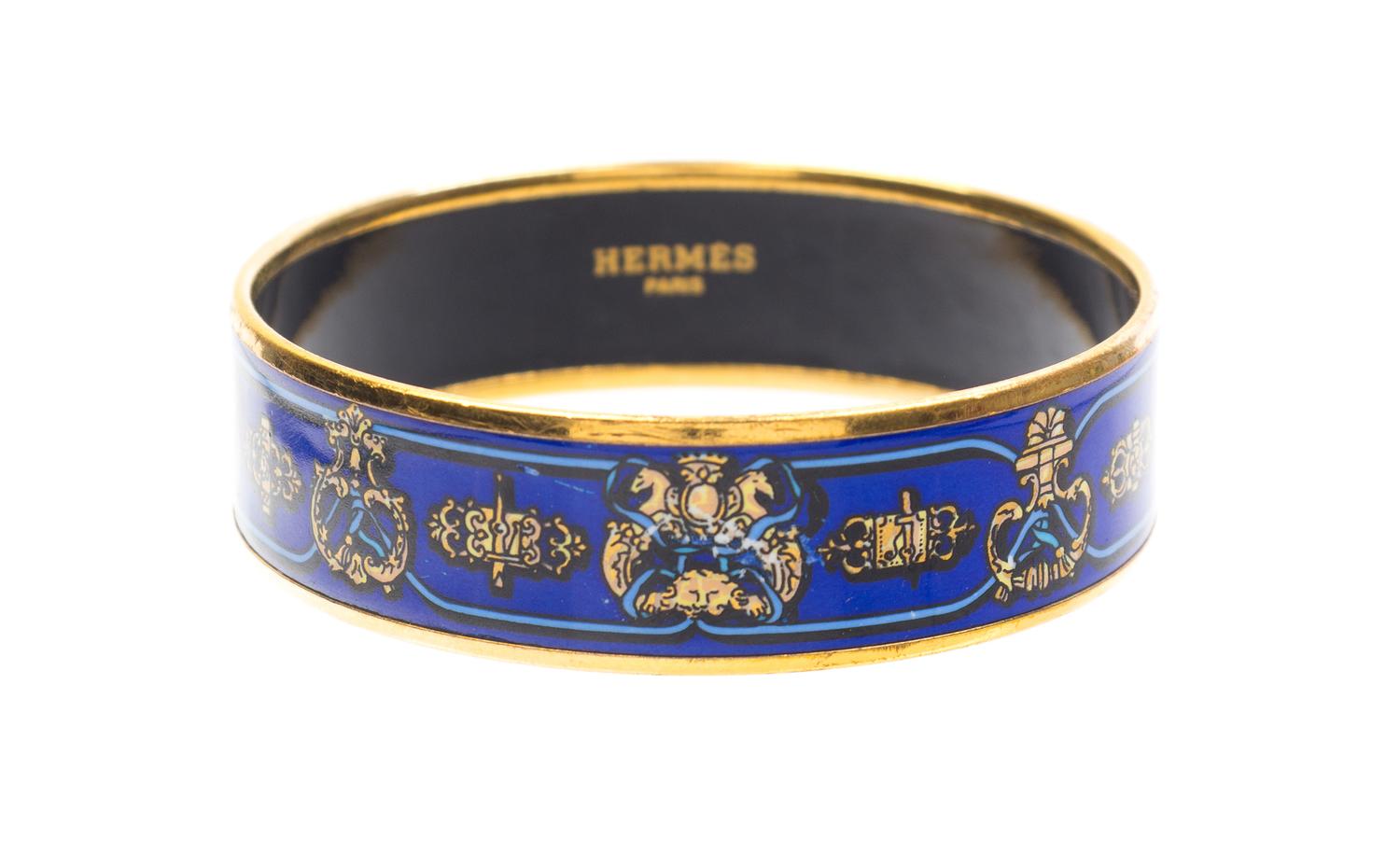 An Hermes Blue Enamel Bracelet, 2.5" diameter, .5" width.