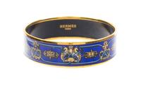 An Hermes Blue Enamel Bracelet, 2.5" diameter, .5" width.